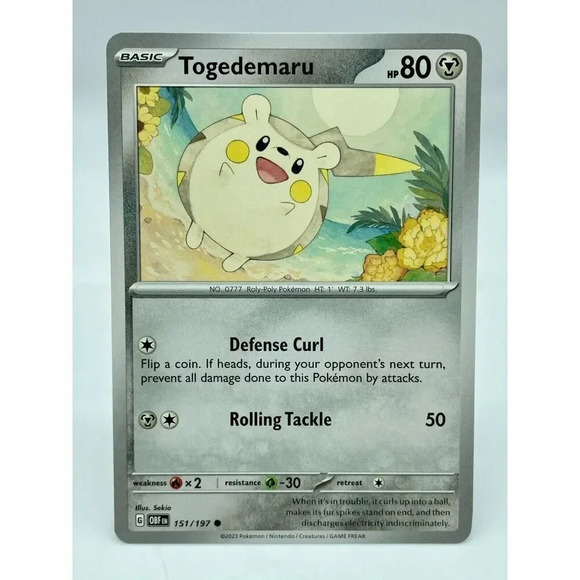Togedemaru 151/197 S&V: Obsidian‎ Flames Non-Holo Pokémon TCG Mint Unplayed - Picture 1 of 6